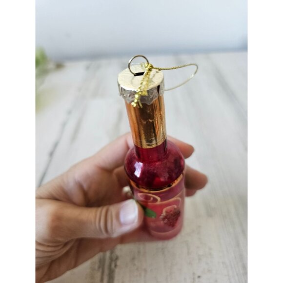 Glass Italian wine champagne bottle rhinestone red ornament Xmas tree - Picture 8 of 8